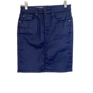AG Adriano Goldschmied Women's Mini Skirt Size 26 Blue Coated Pencil NWOT